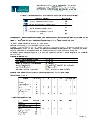 Page 1 Of 7 United India Insurance