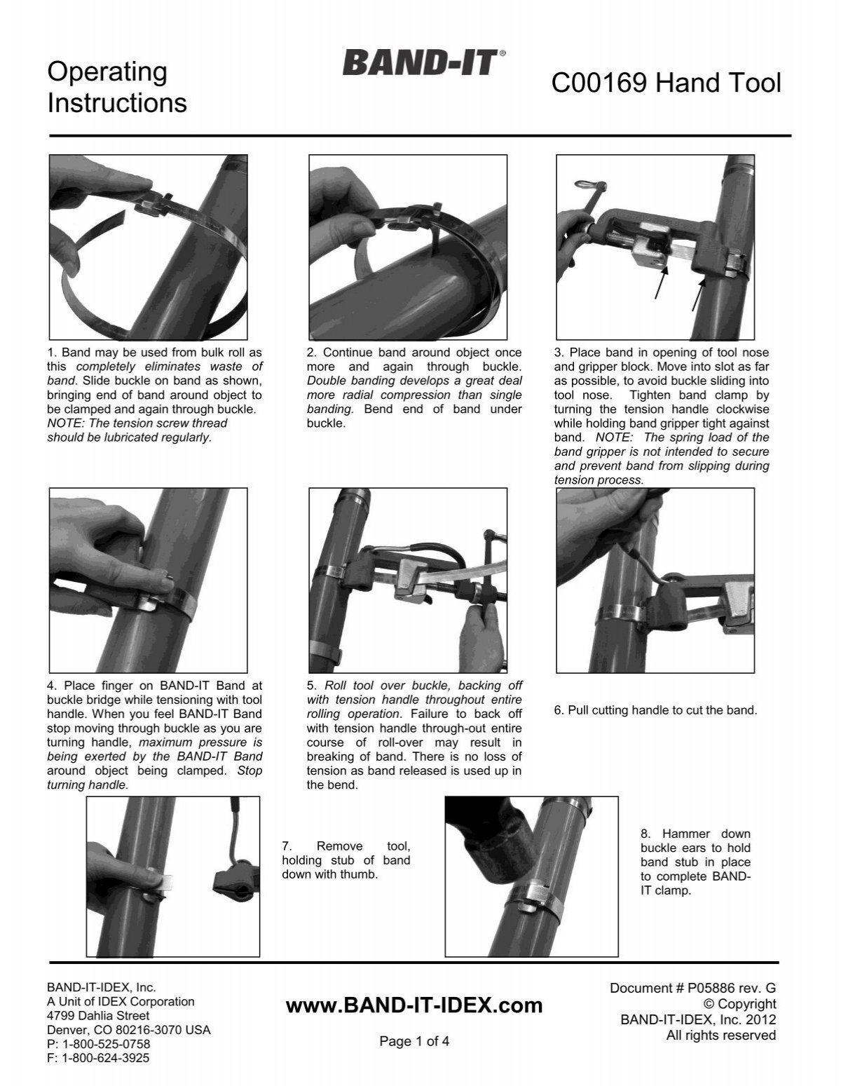 C00169 Hand Tool Operating Instructions - Band-It