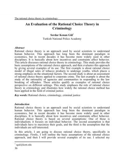 identify choice theories and their assumptions in regards to crime