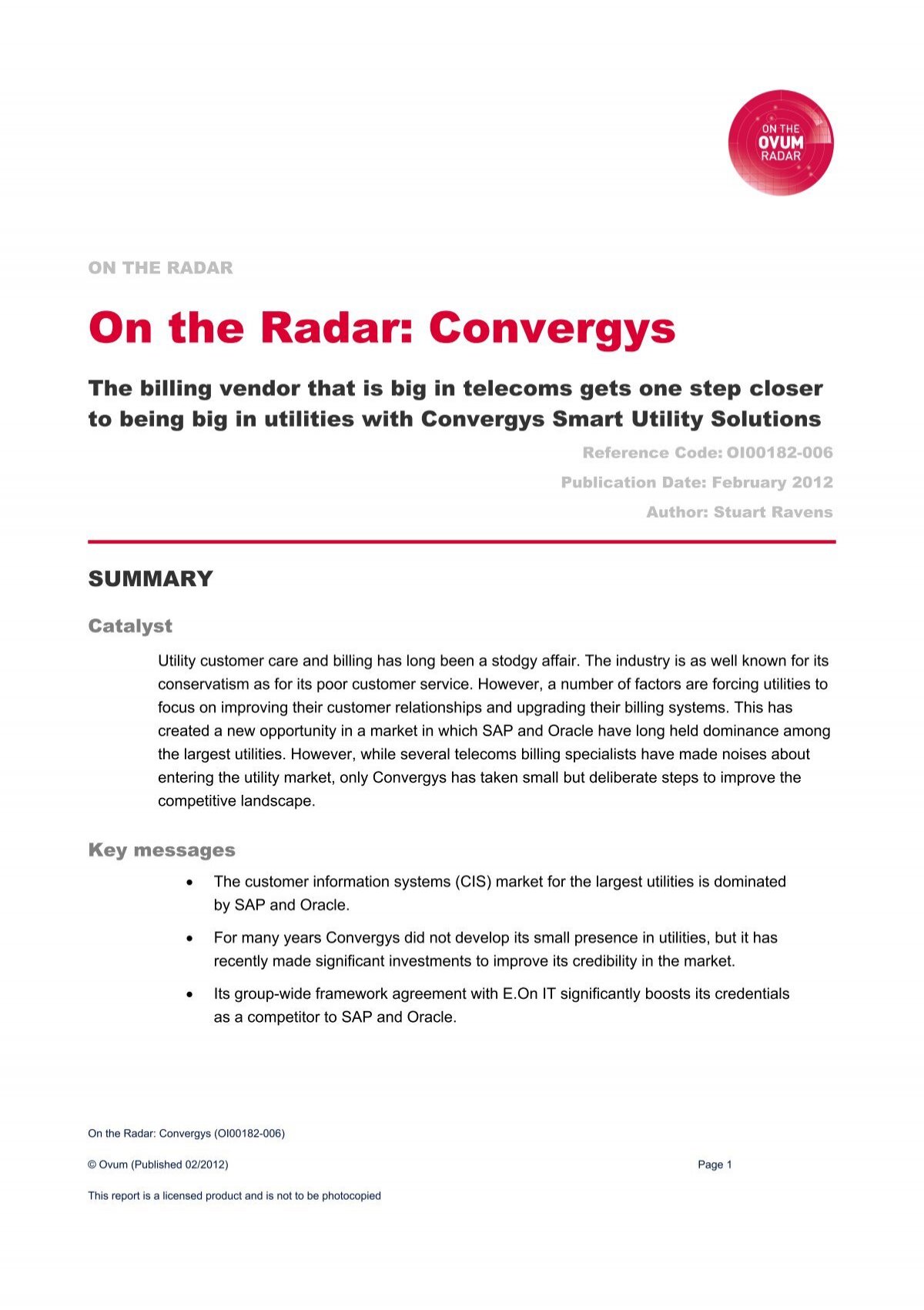 On The Radar Convergys