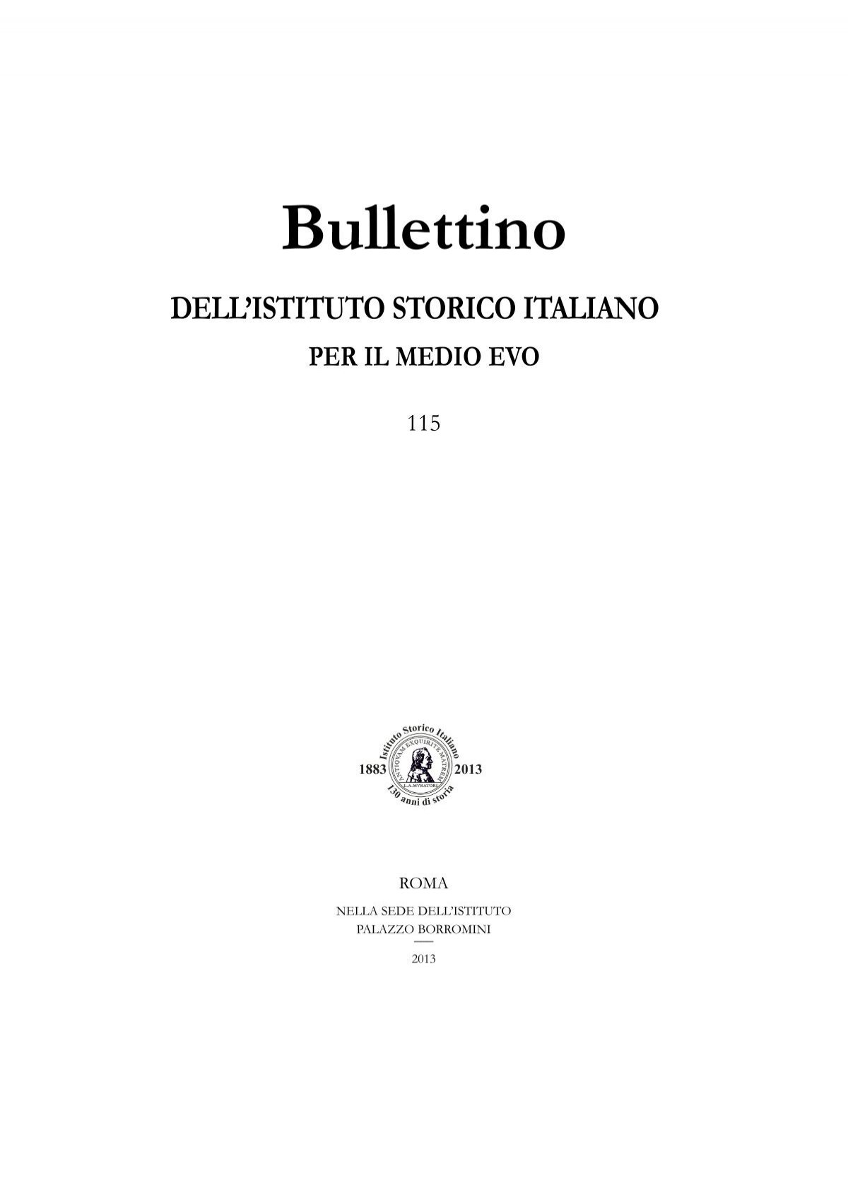 Bullettino Istituto Storico Italiano Per Il Medioevo