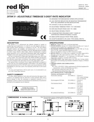 Mod# 104 Red Lion DITAK IID Digital Tachometer Used Warranty 