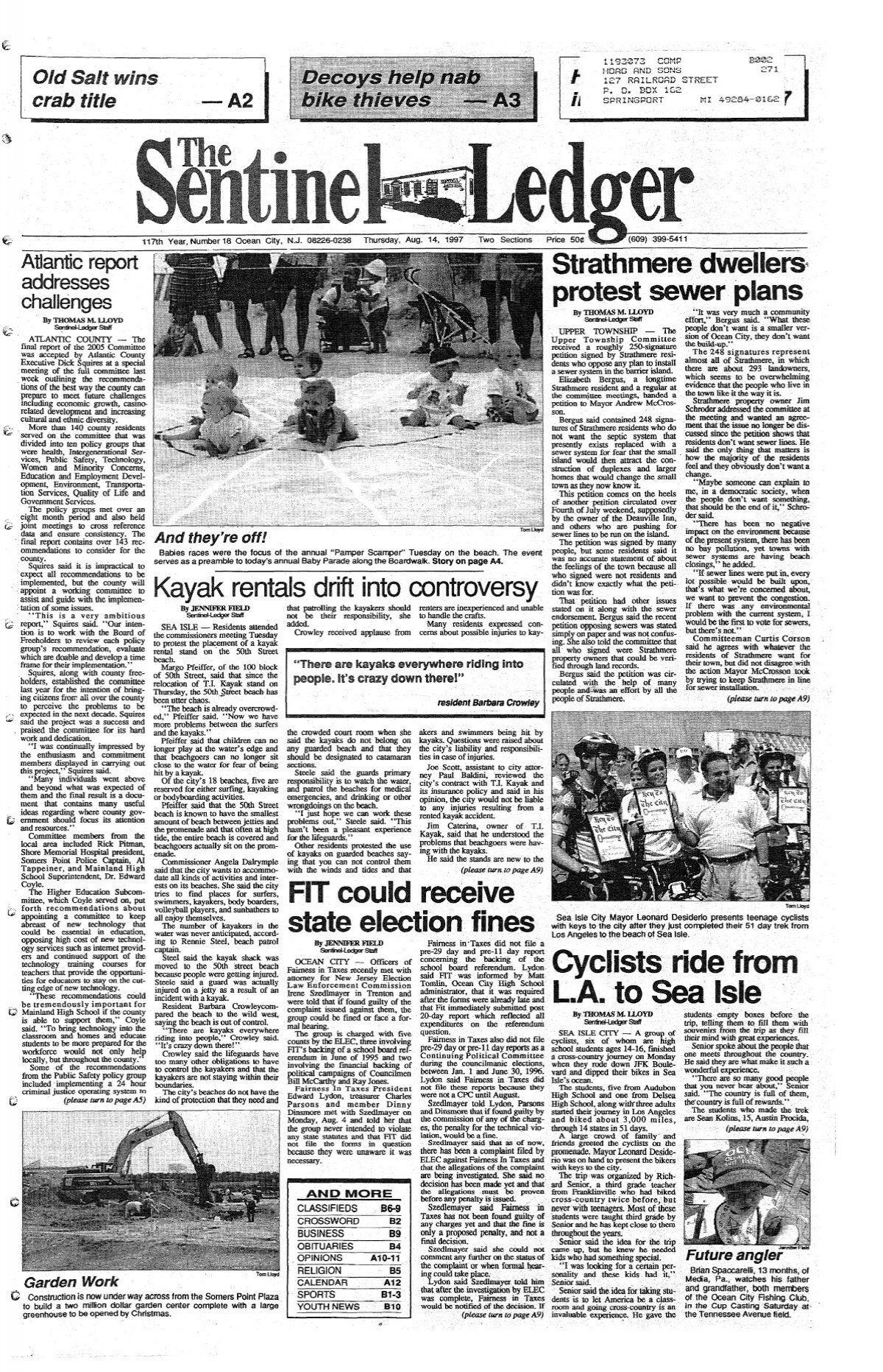 Cyclists ride from L.A. to Sea Isle - On-Line Newspaper Archives
