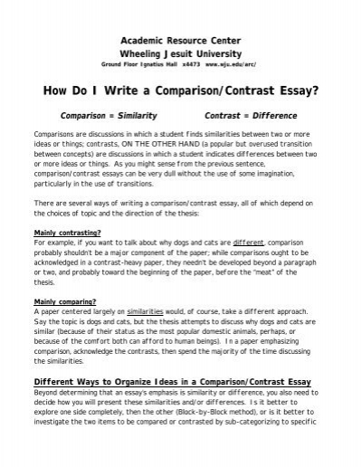 compare and contrast essay sample paper