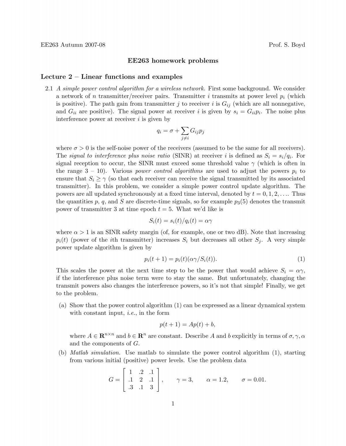 ee263 homework solutions
