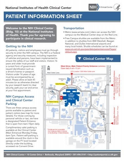 Patient Information Sheet Nih Clinical Center National