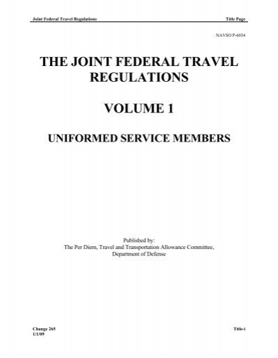 joint travel regulations volume 1