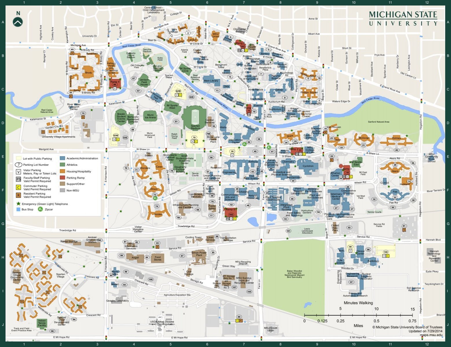 michigan state campus map Main Campus Map Pdf Msu Campus Maps Michigan State michigan state campus map
