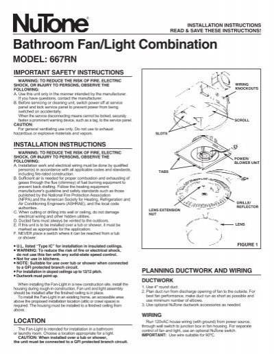 Bathroom Fan Light Combination Model 667rn Nutone - How To Remove Nutone Bathroom Fan With Light