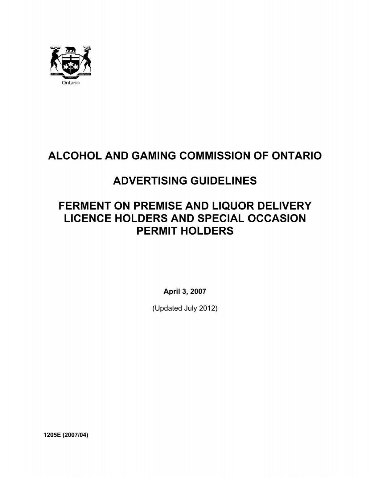 Alcool illégal  Alcohol and Gaming Commission of Ontario