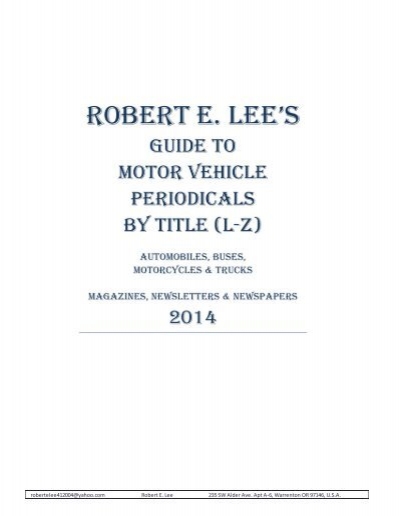 Periodicals By Title (L-Z) - Robert E. Lee's Racing Data