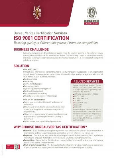 volgens Nieuwheid openbaring ISO 9001 CERTIFICATION - Bureau Veritas