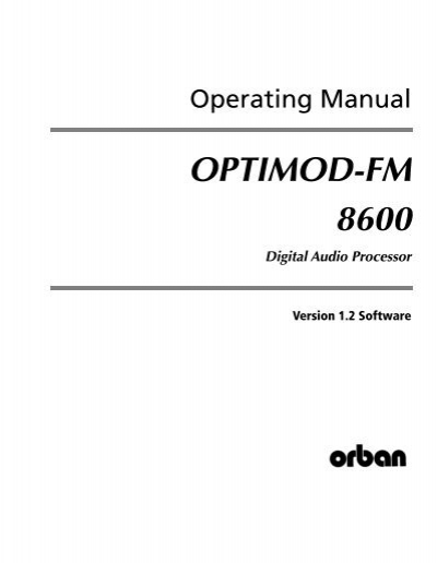 Optimod-FM 8600 V1.2 Operating Manual
