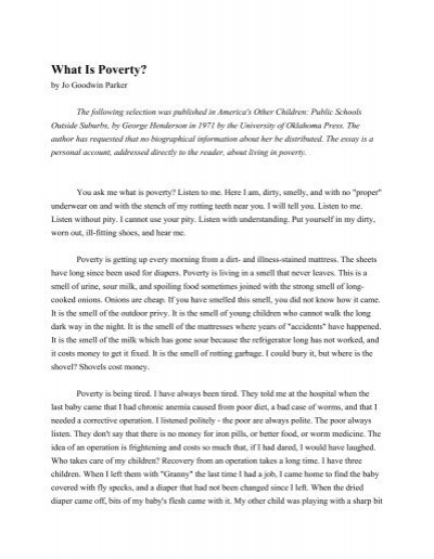 what is poverty by jo goodwin parker thesis