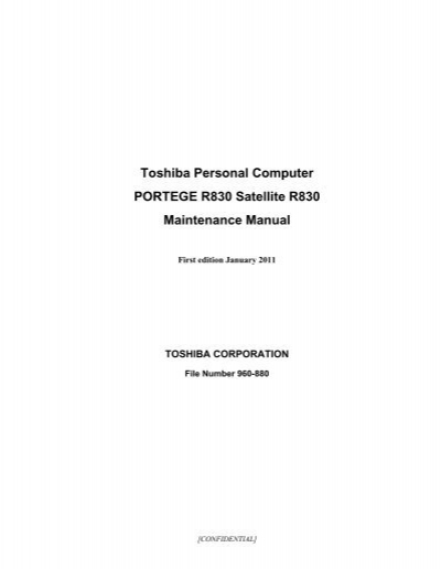 Toshiba Personal Computer Maintenance Manual - Nexicore Services