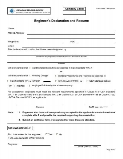 0159e Engineers Declaration And Resume Cwb Group