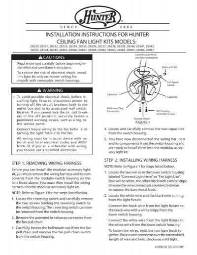 Installation Instructions For Hunter Ceiling Fan - Hunter Kensie Ceiling Fan Installation Instructions