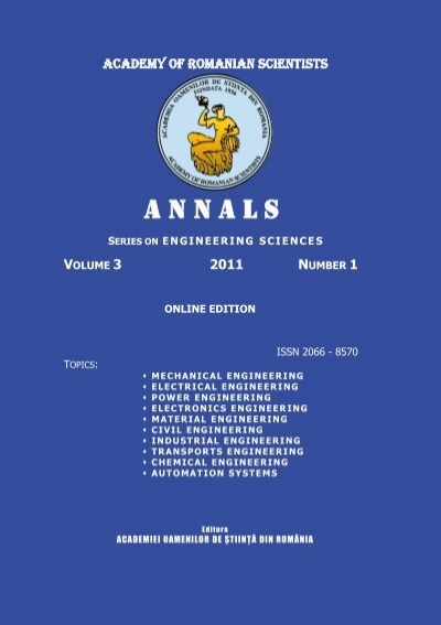 Volume 3 Nr 1 2011 Academia Oamenilor De Stiinta Din Romania