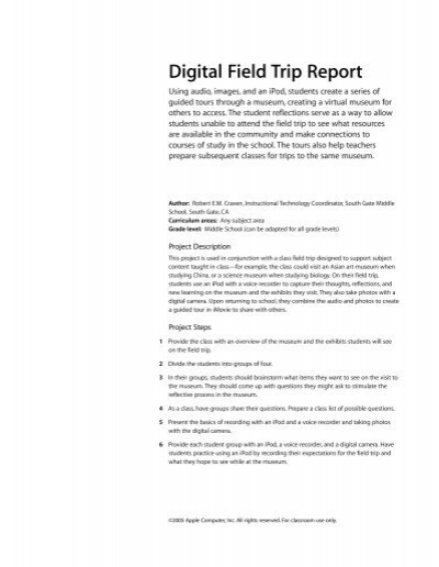 field trip report description