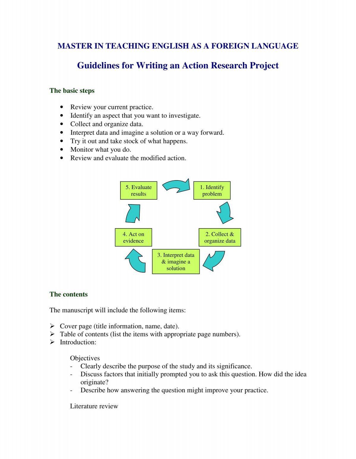 action research project for