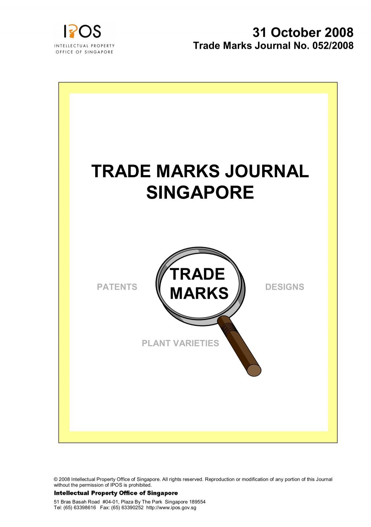 trade marks journal singapore trade marks - Intellect Worldwide
