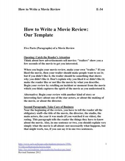 how to write a movie review essay note
