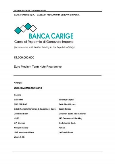 4000000000 Euro Medium Term Note Programme Gruppo Banca