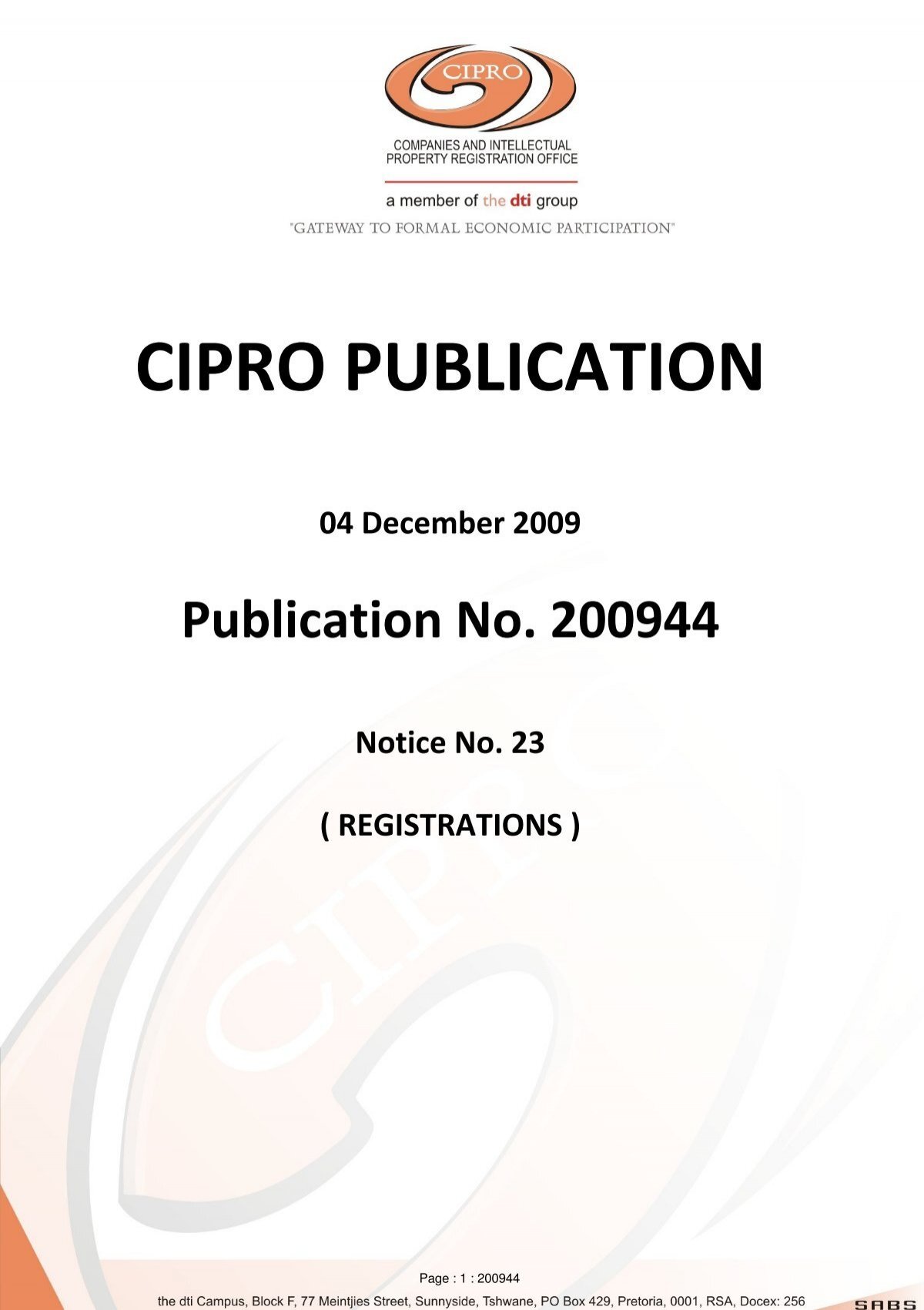 CIPRO PUBLICATION - Cipc