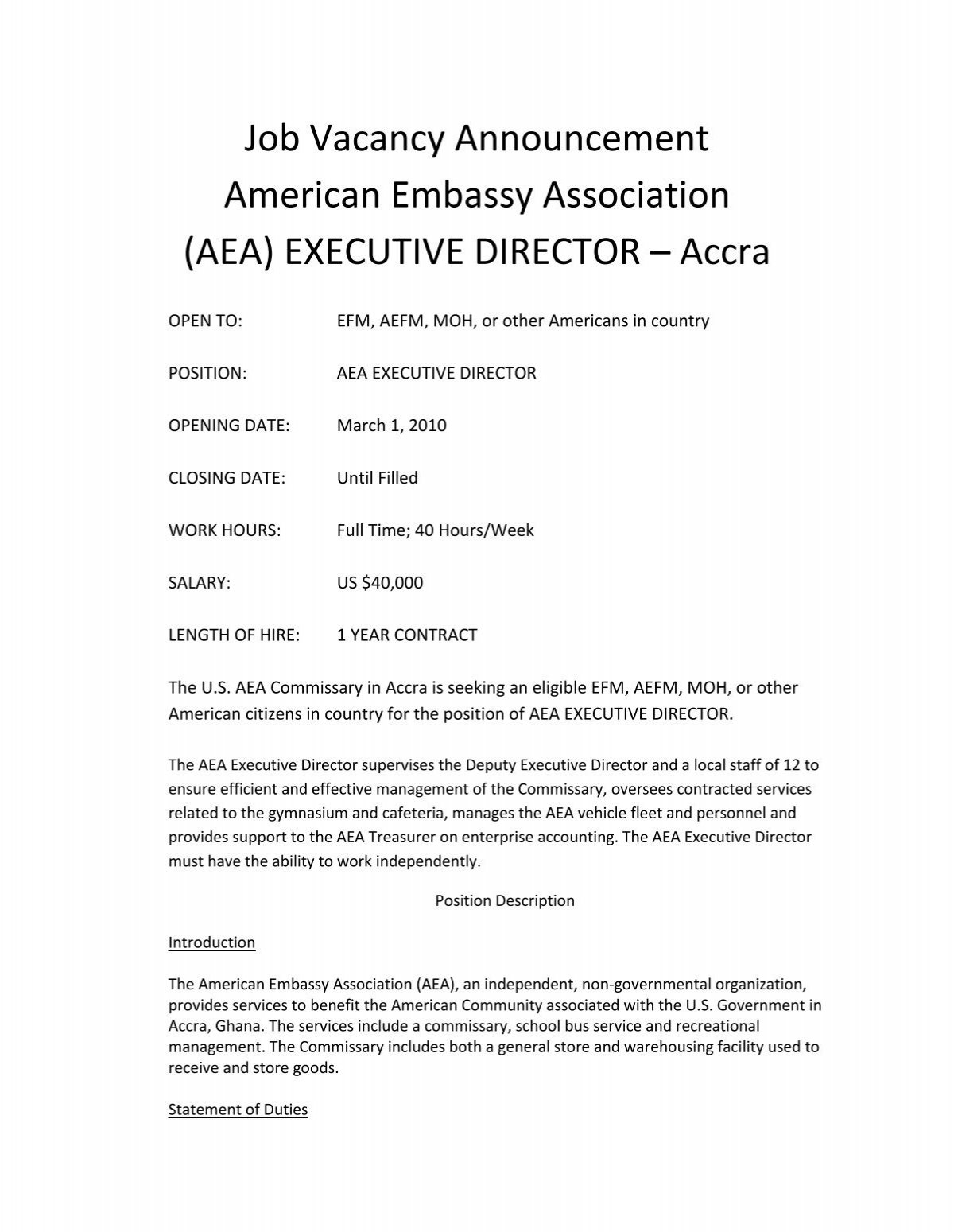 Aea Embassy Of The United States Accra Ghana