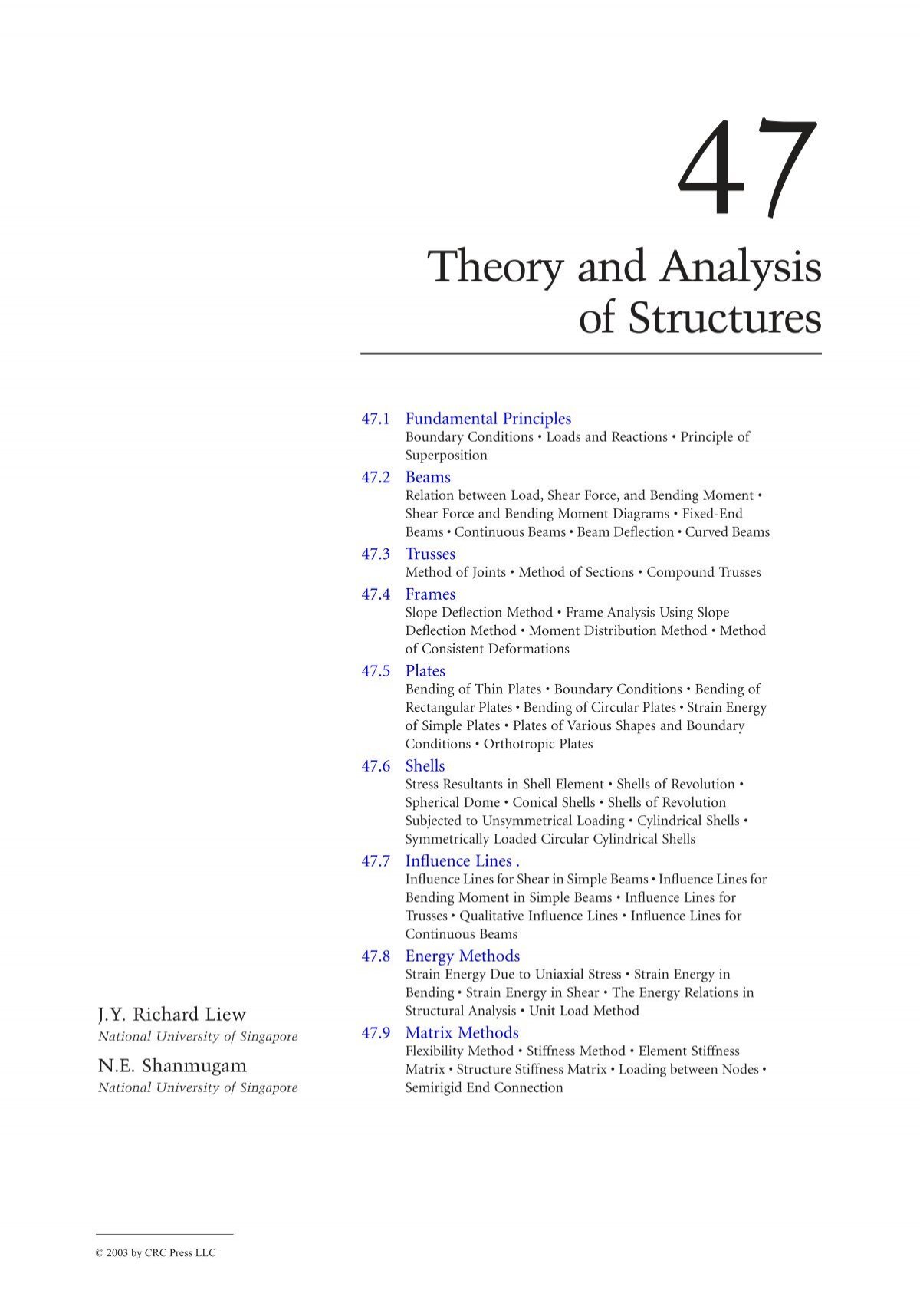 Chapter 47 Theory And Analysis Of Structures Free