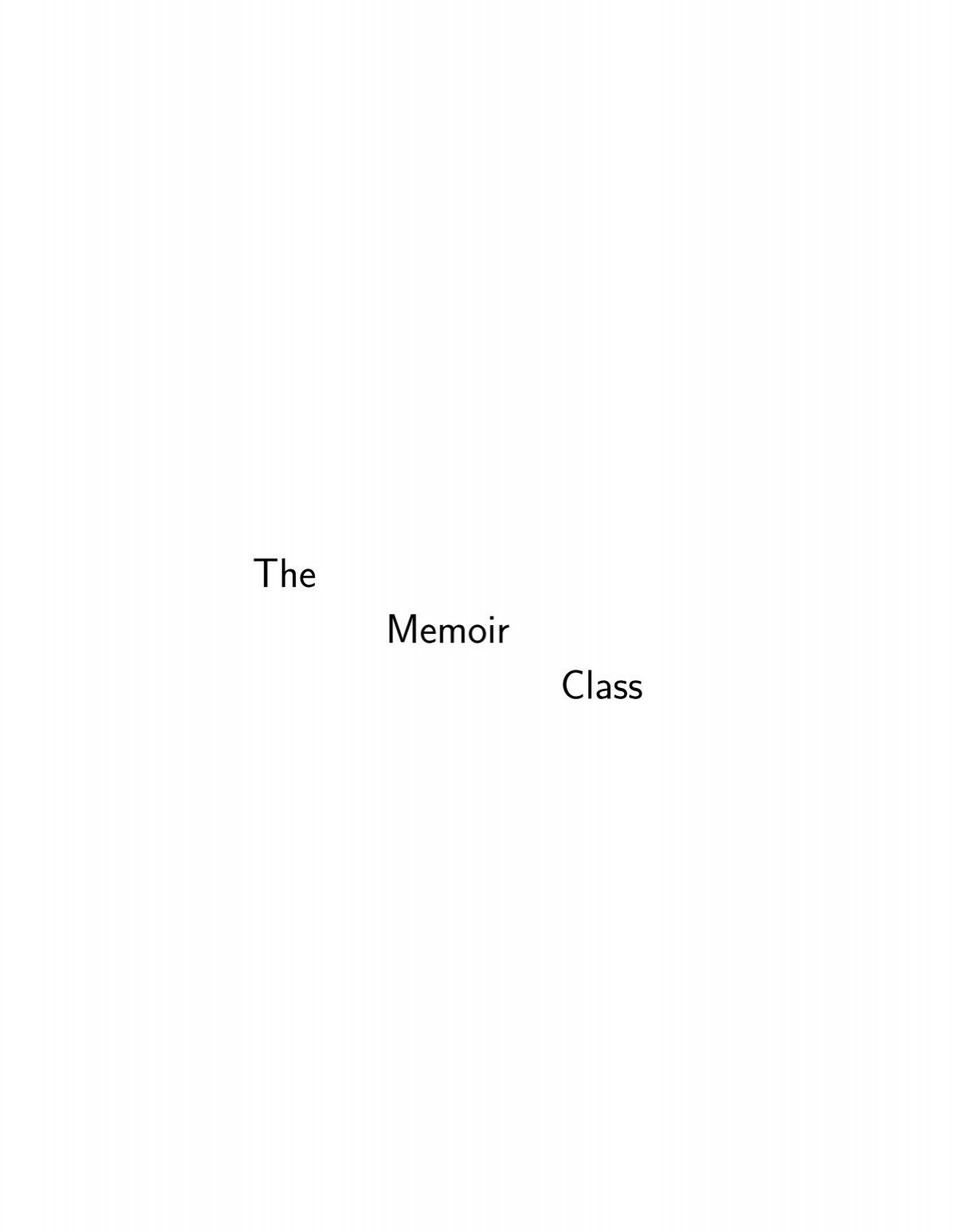 The Memoir Class The Uk Tex Archive