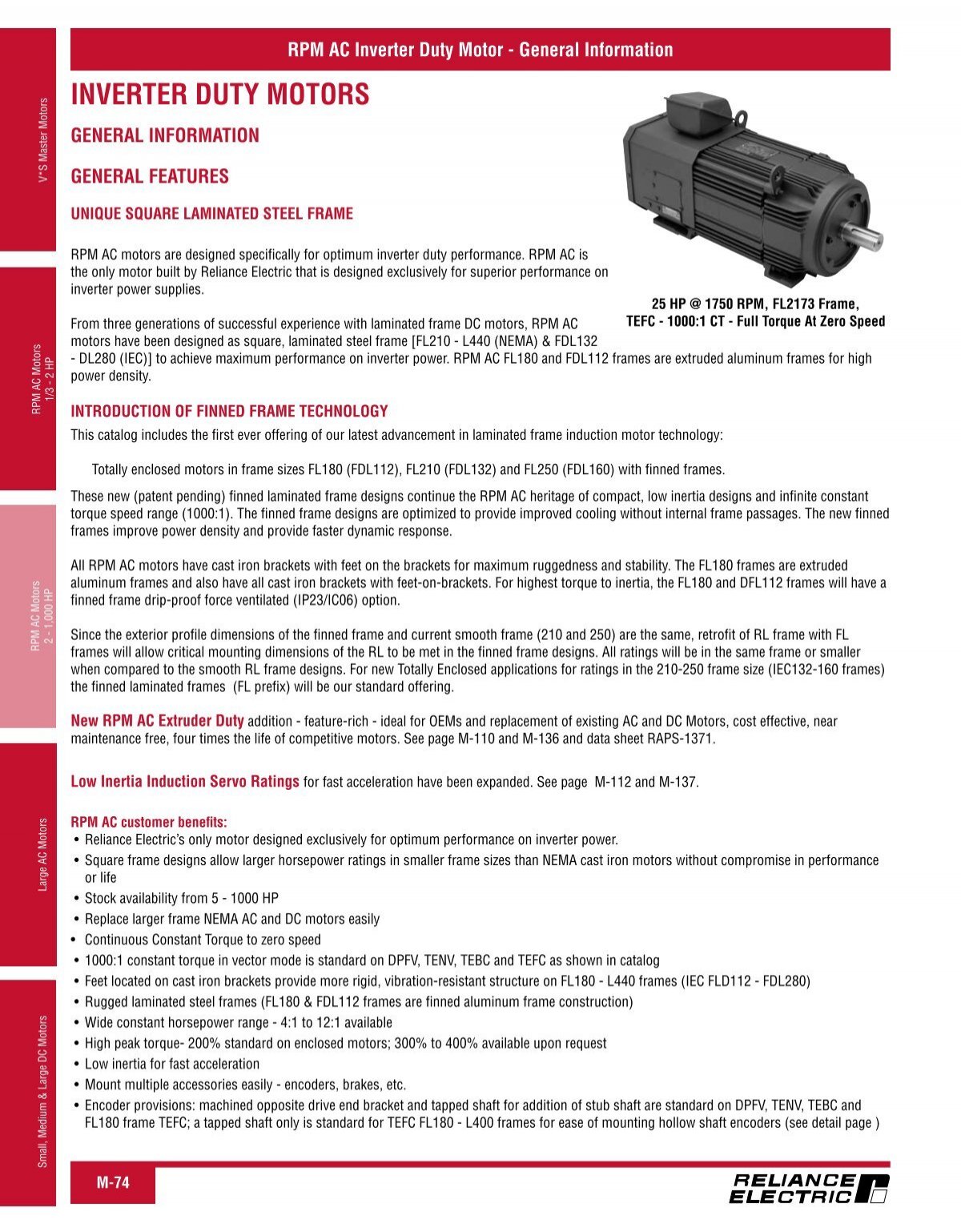 RPM AC Inverter Duty Motor - Reliance Electric