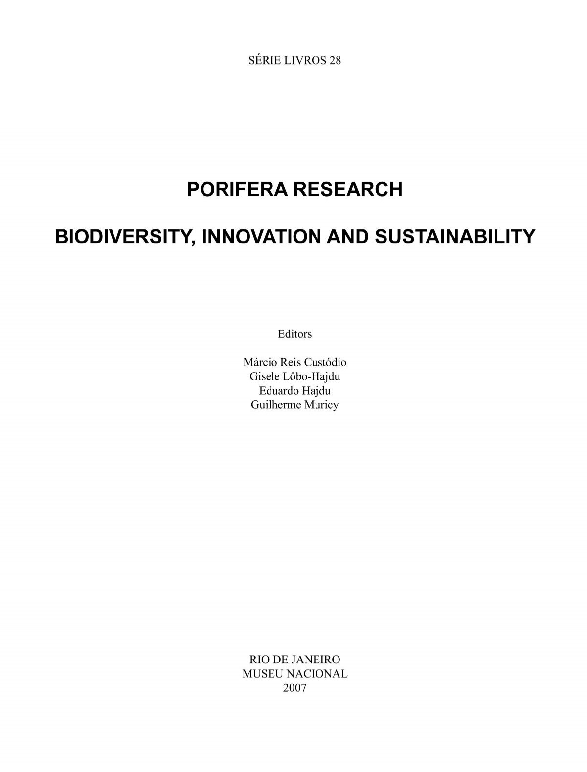 7thISS - Book - Porifera Research.pdf - Porifera Brasil - UFRJ