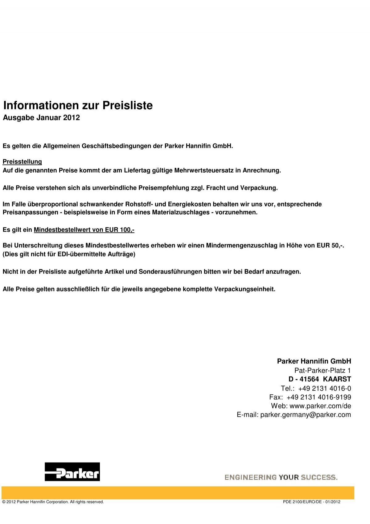 Informationen zur Preisliste - JK Pneumatik GmbH
