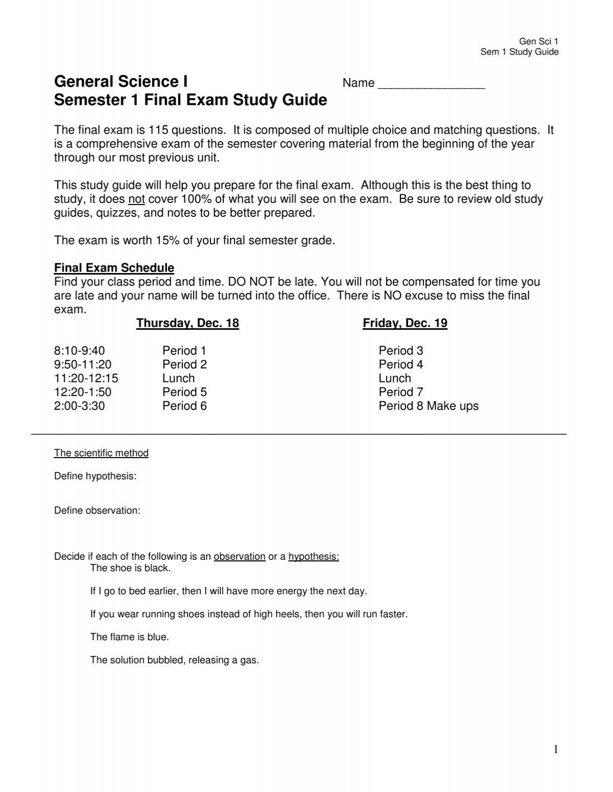 Final Quiz Study Guide - Study Guide Final Quiz December 1 Be sure