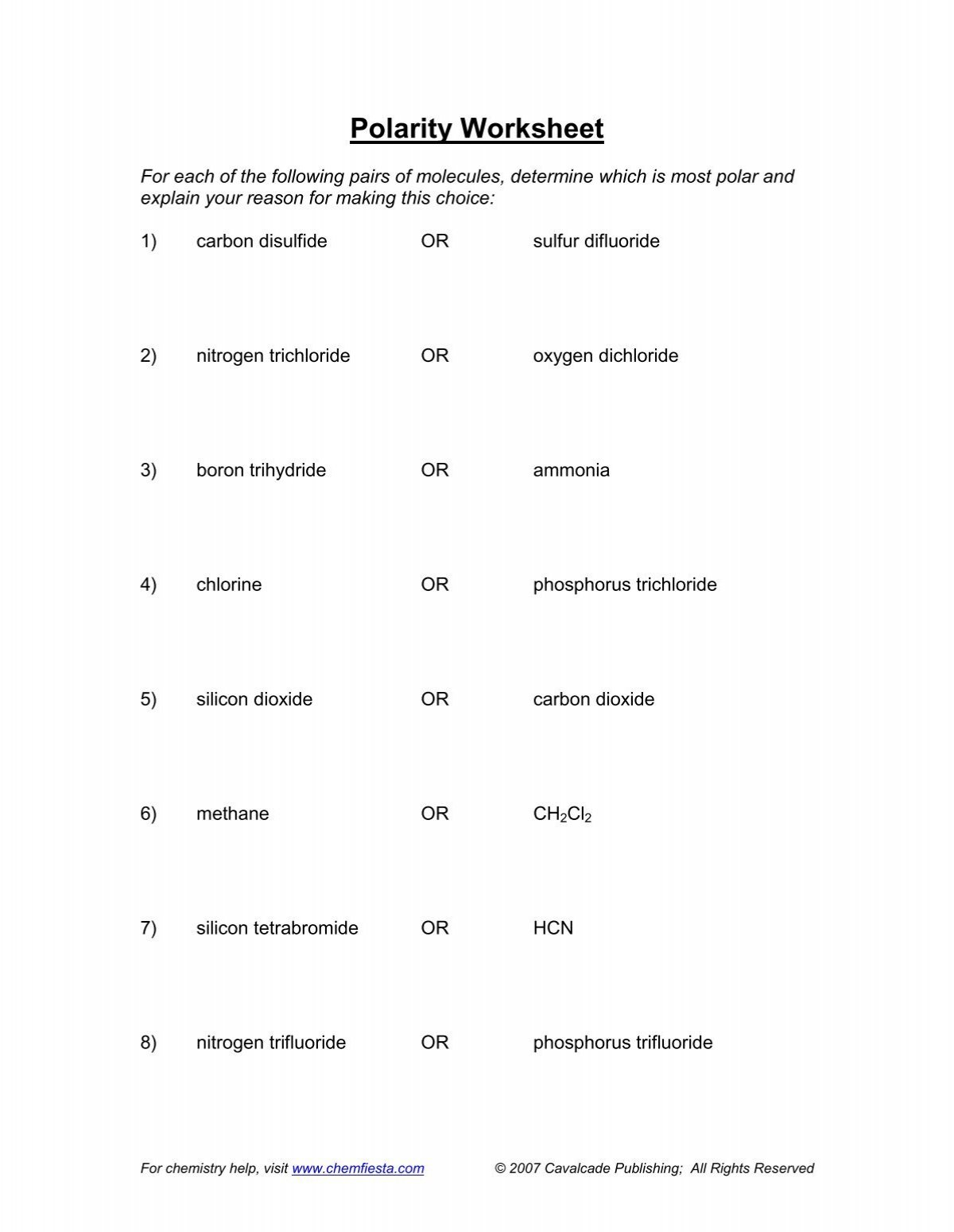 Polar Bears And Penguins Electronegativity And Polarity Worksheet Answers
