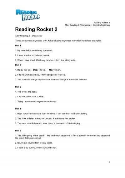 Unit 6 reading. Reading Rocket.