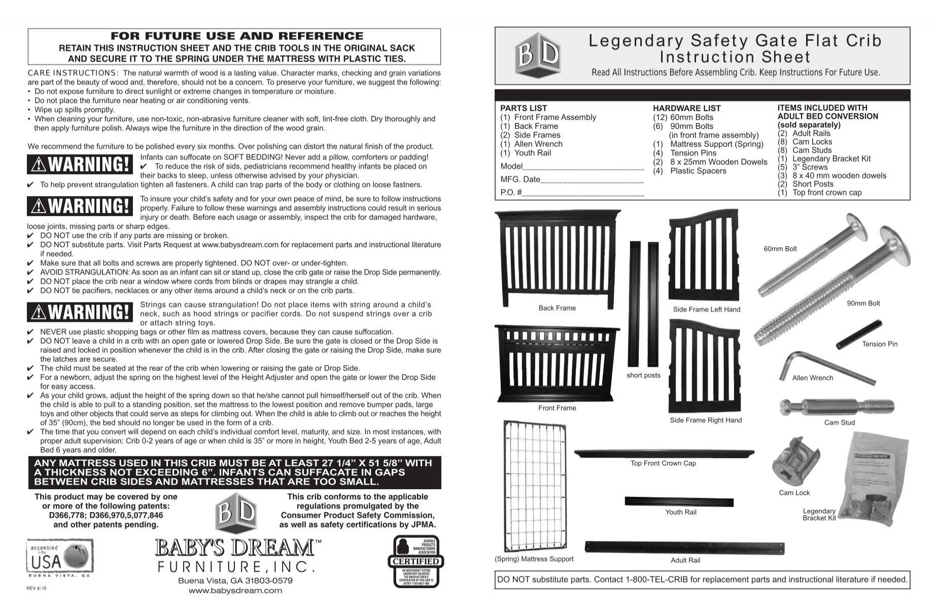 Legendary Safety Gate Flat Crib Baby S Dream Furniture