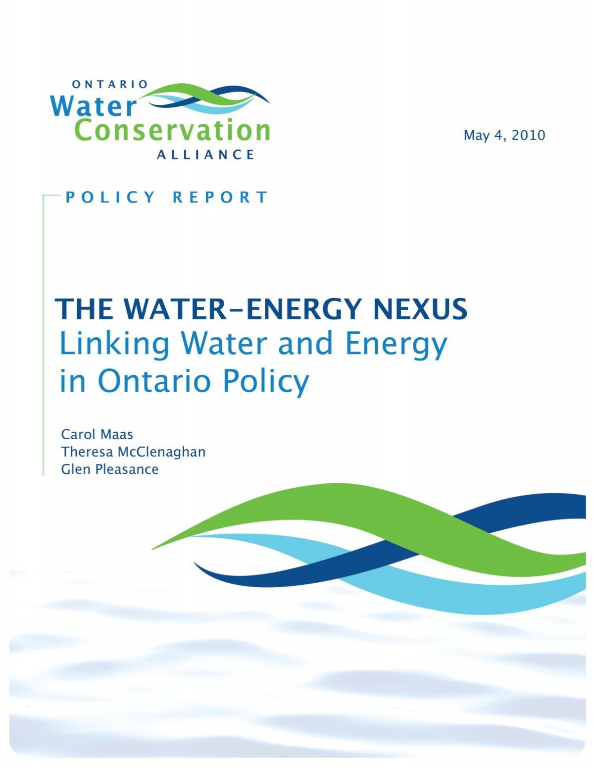 Ontario Water Conservation Alliance The Water Energy Nexus