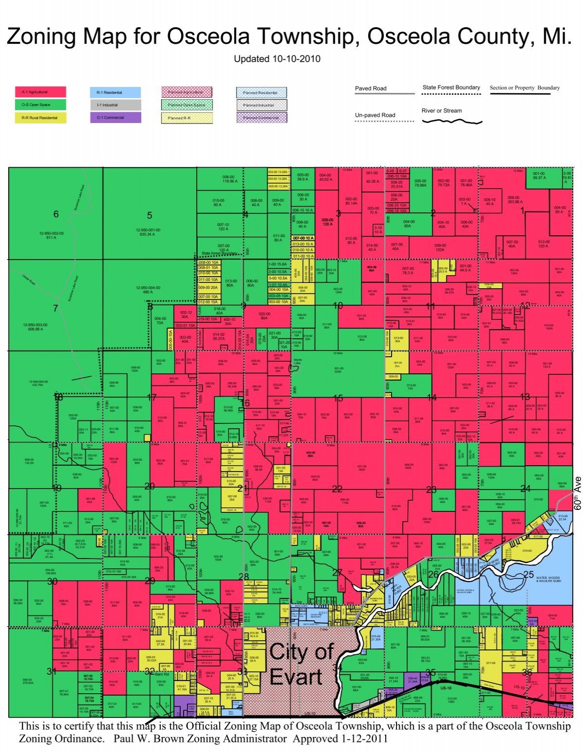 osceola county zoning map City Of Evart Zoning Map For Osceola Township Osceola County Mi osceola county zoning map