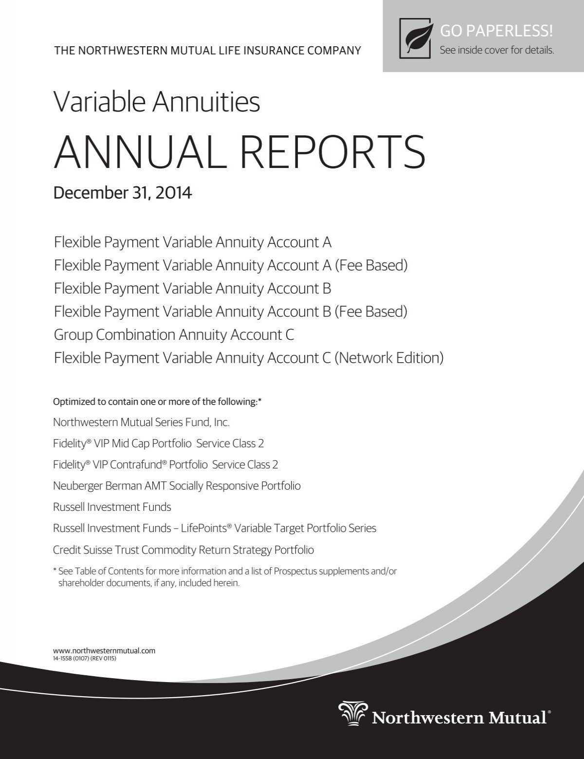 Northwestern Mutual Variable Annuities 2012 Annual Reports