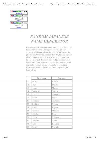 Japanese name generator