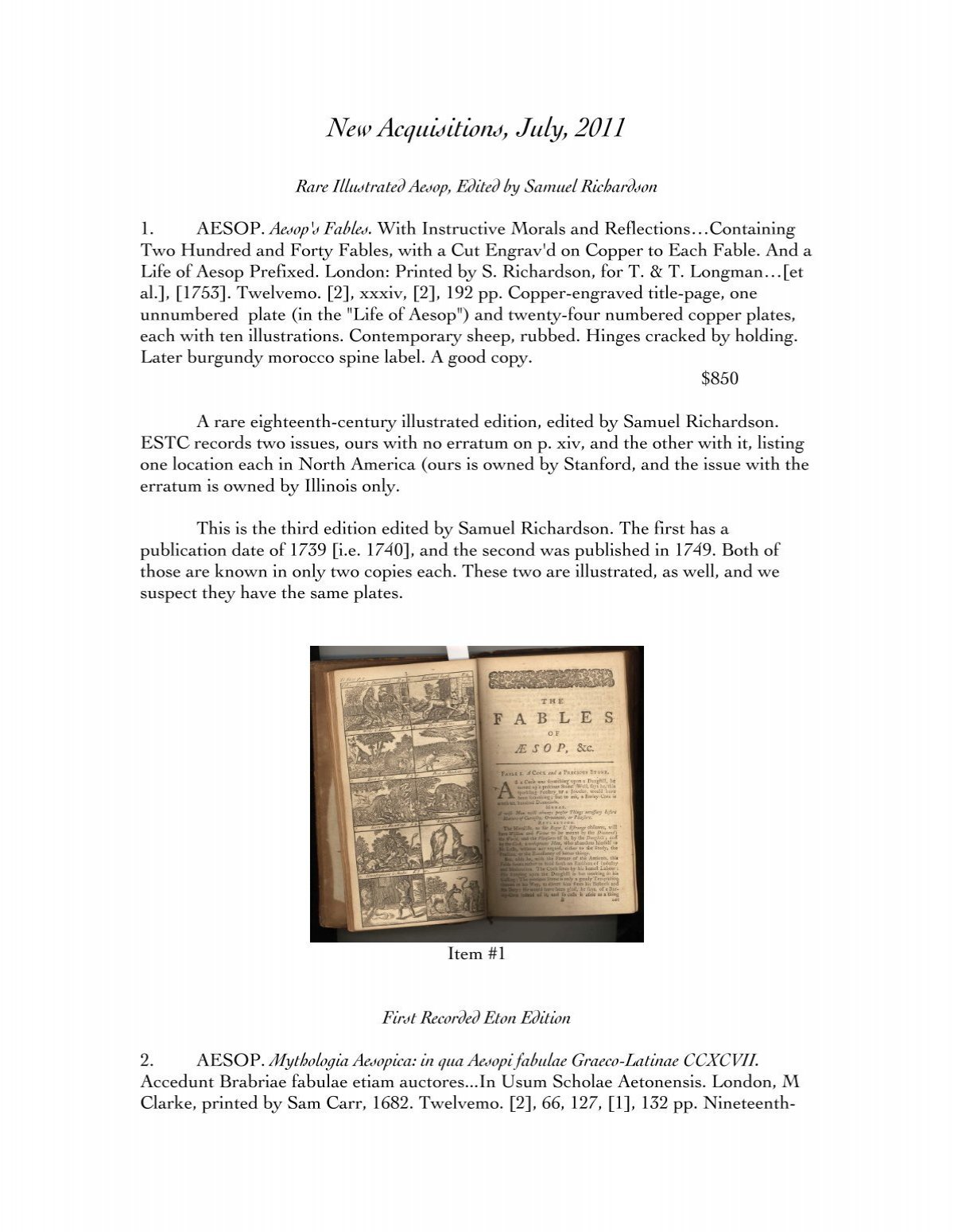 New Acquisitions July 11 Michael R Thompson Rare Books
