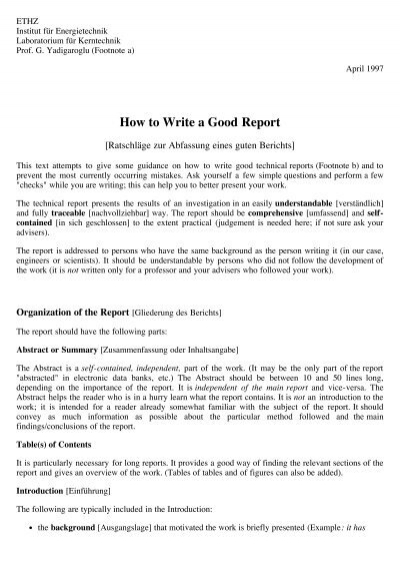 how to write a good it report