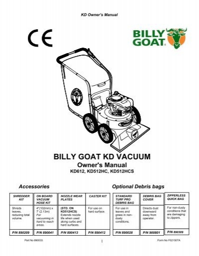Billy Goat BILLY GOAT KD Vacuums Original 1970s Vintage Sales Brochure 