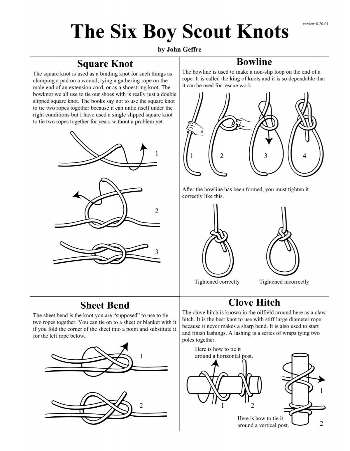 The Six Boy Scout Knots - MeritBadge.org