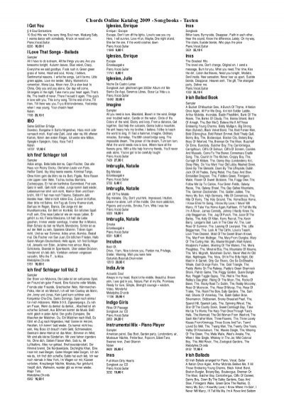Chords Online Katalog 2009 Songbooks Tasten Dream a little dream of me. chords online katalog 2009 songbooks