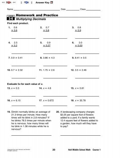 homework and practice 3 6 answer key