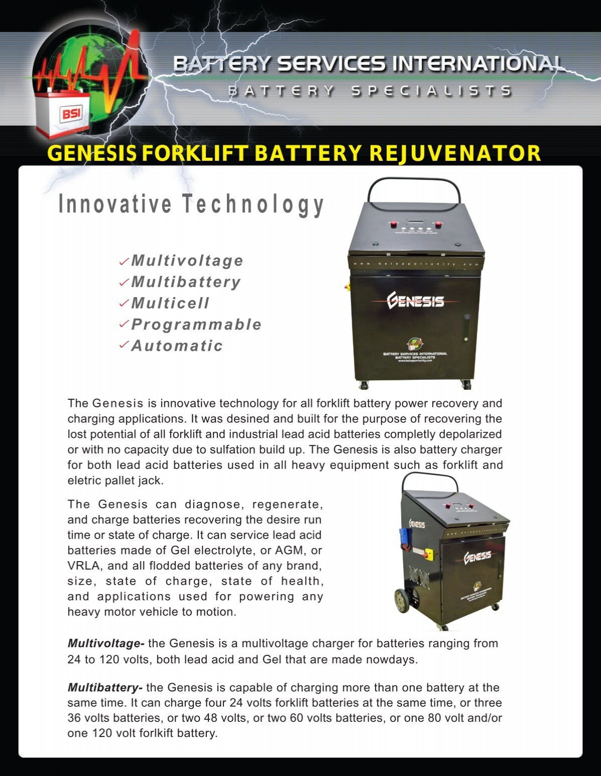 Genesis Forklift Battery Rejuvenator Innovative