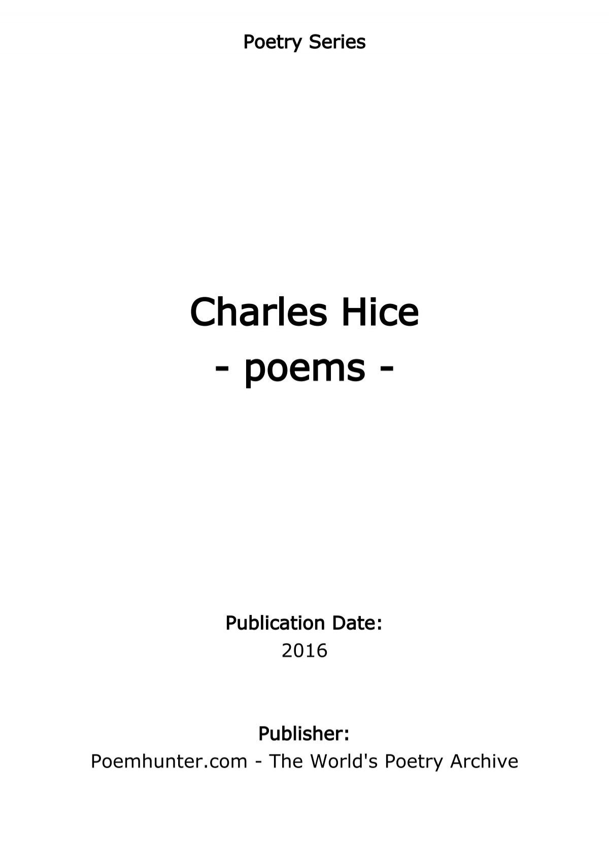 Charles Hice - poems 